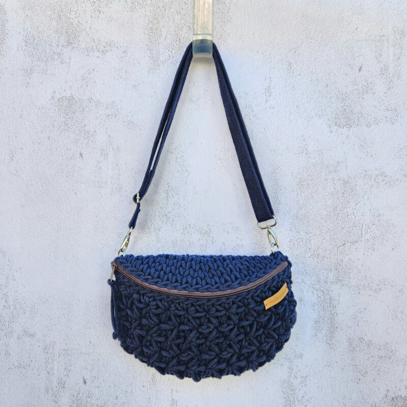 No.04. Jázmin mintás horgolt öv- oldaltáska zsinórfonal pánttal - Image 5