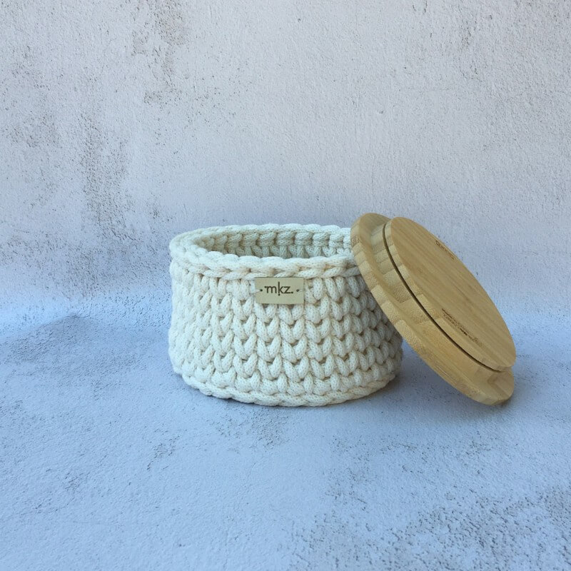 No.21. Kis horgolt bambuszfedeles tároló búzaszem mintával - Image 2