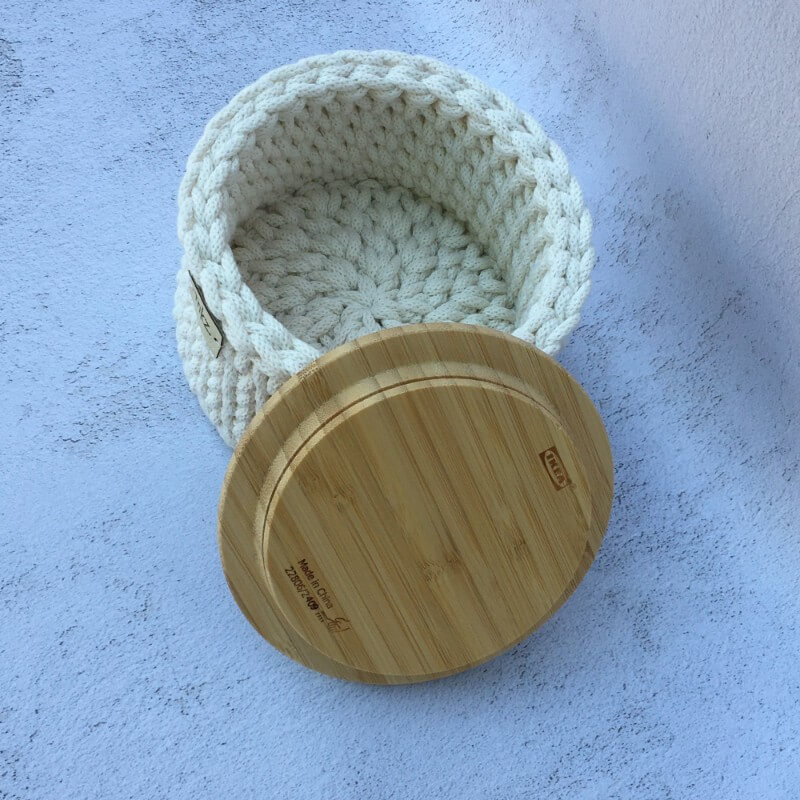 No.21. Kis horgolt bambuszfedeles tároló búzaszem mintával - Image 3