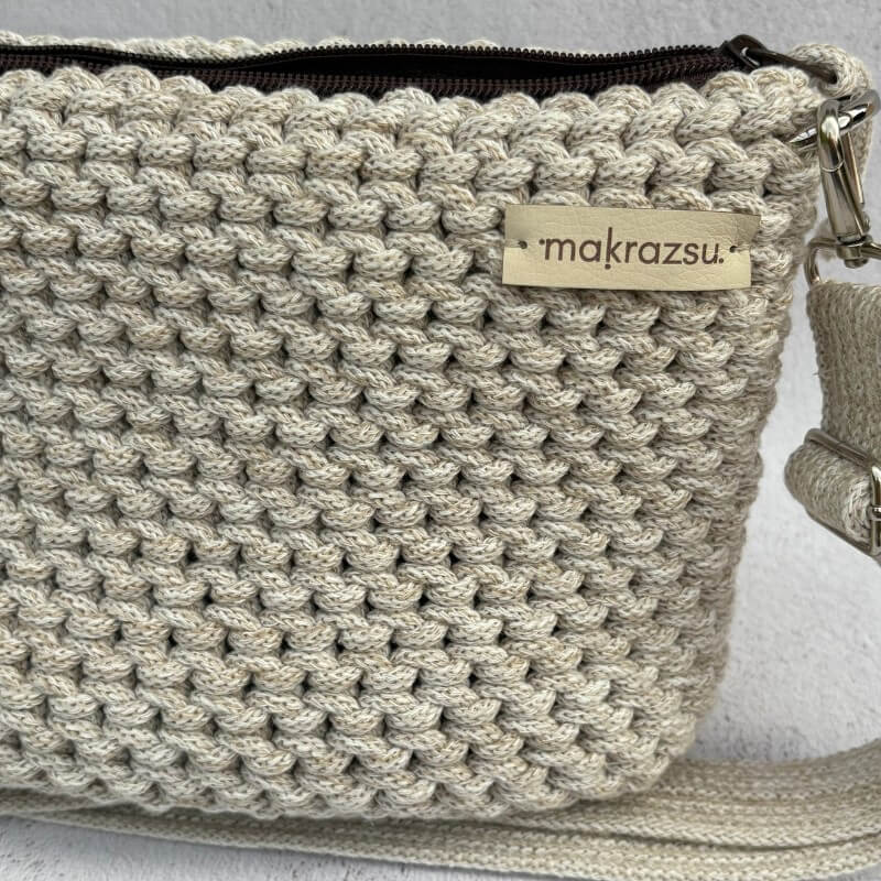 Mini kötött táska zsinórfonal pánttal (zab) - Image 2