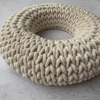 Nagy horgolt koszorú búzaszem mintával (aranyszálas ekrü) - Image 4