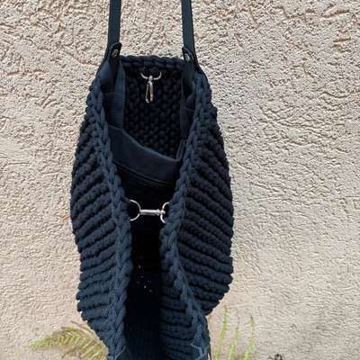Nagy pakolós kötött táska (fekete) - Image 2
