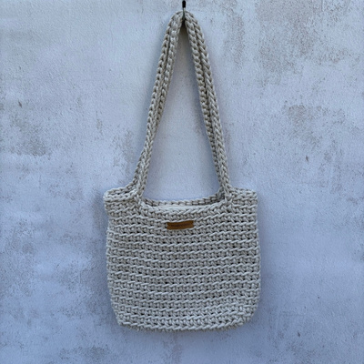 Vállra akasztható kis shopper (zab- téglalap aljú)